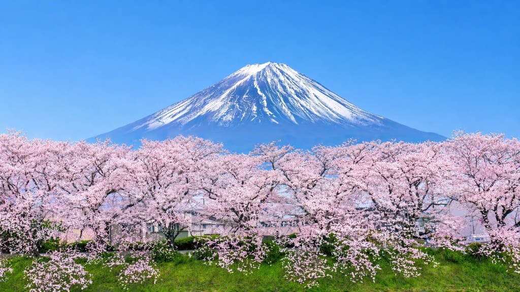 桜と富士山をあしらったヒーロー背景